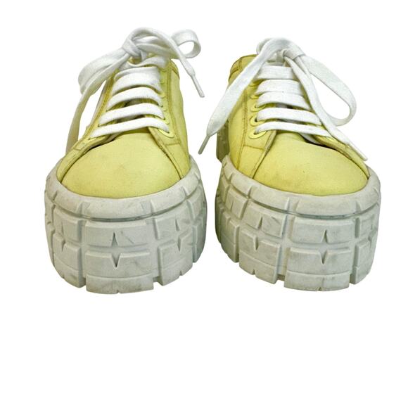 Prada Re-Nylon Double Wheel Gabardine Sneakers Platform Butter Yellow 37.5 - Picture 5 of 16